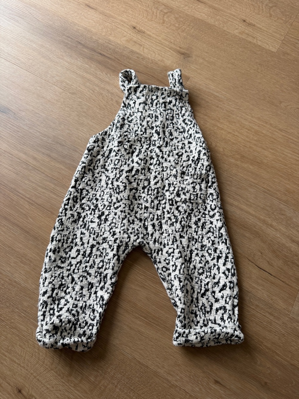 Zara Black and Cream Leopard Print Knit Romper